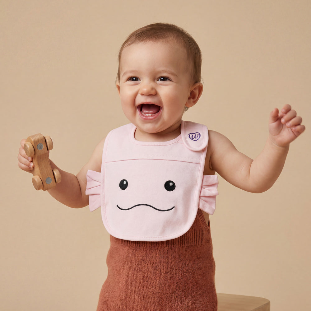 Alternative view of Pink Axolotl Bib Set