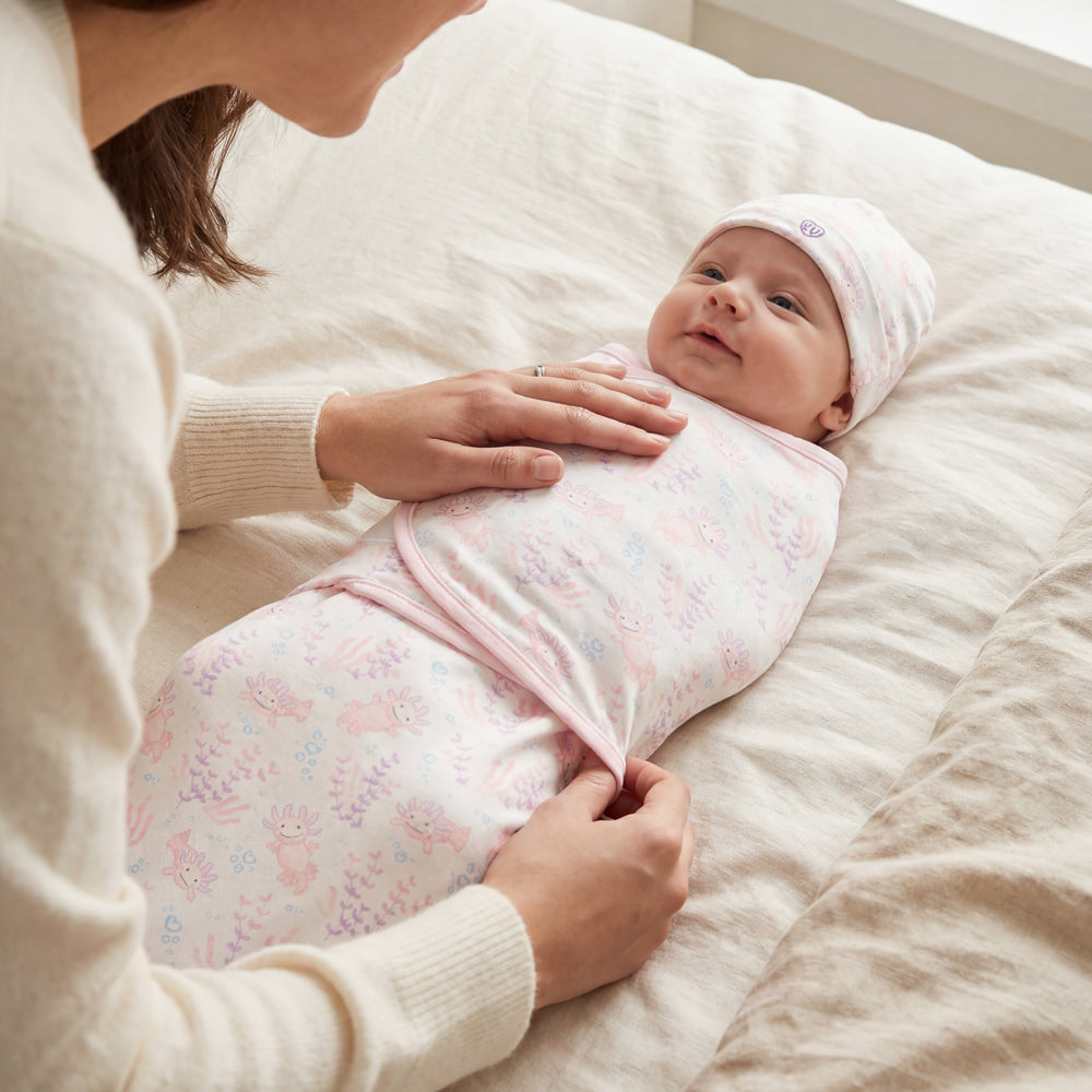 Alternative view of Pink Axolotl Swaddle & Beanie Gift Set