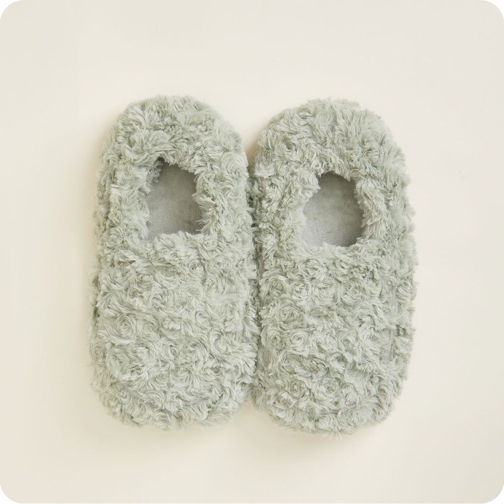 Curly Sage Green Slippers Warmies