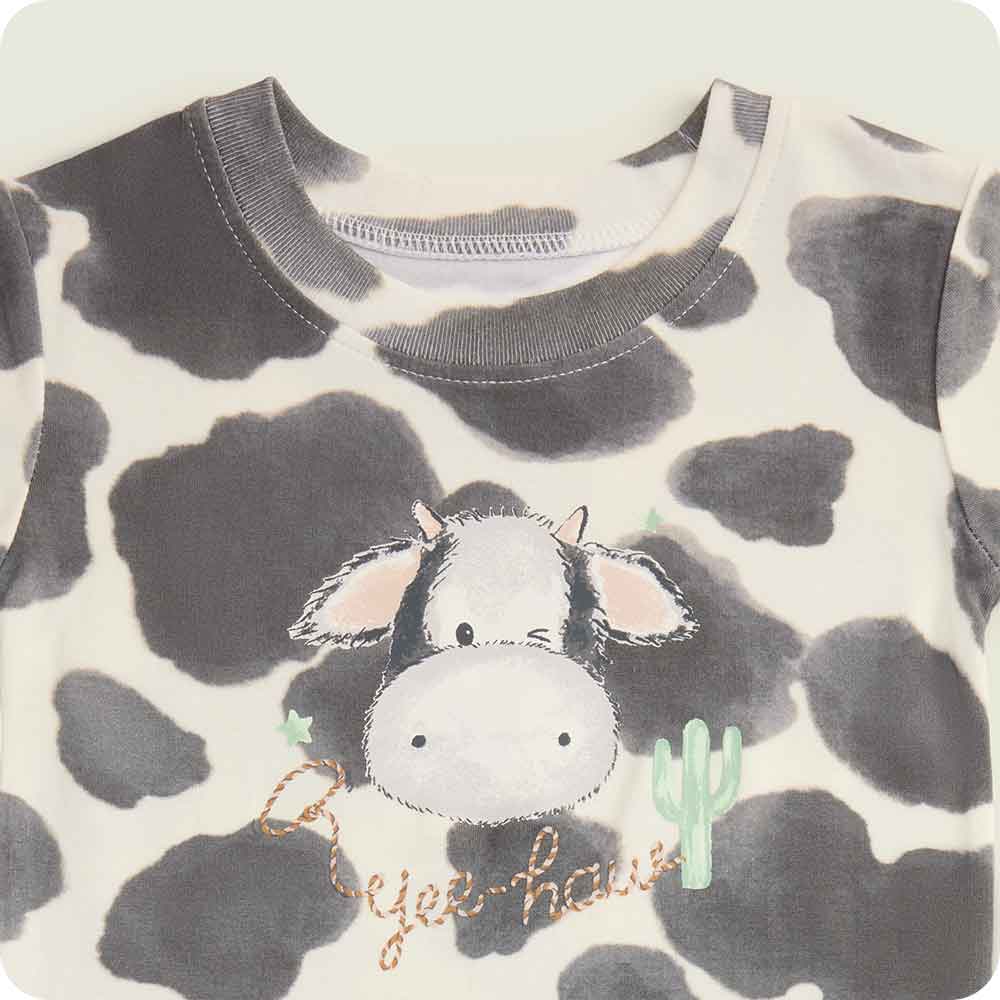 Alternative view of Black and White Cow Shorties Pajamas