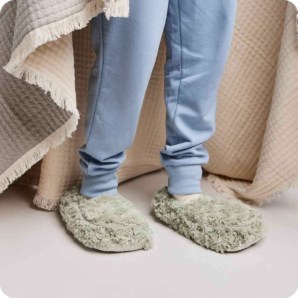 Alternative view of Curly Sage Green Slippers Warmies